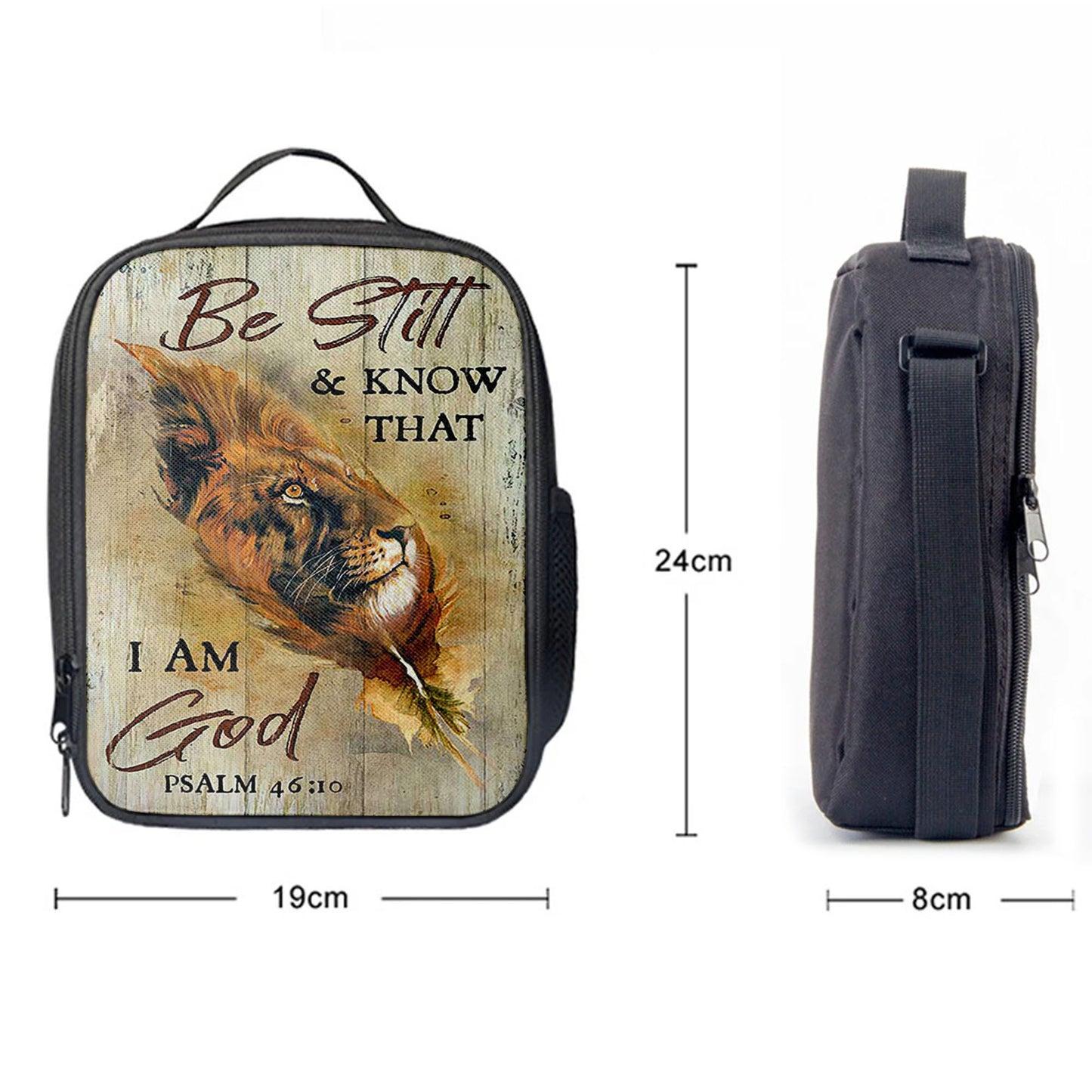 Lion Be Still And Know That I Am God Lunchbag, Lion Lunchbag Print, Christian Lunchbag, Religious Lunchbag