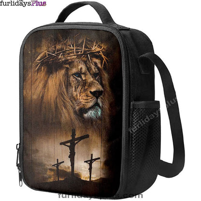 Lion Crown Of Thorn Jesus On The Cross Lunchbag, Lion Lunchbag Print, Christian Lunchbag, Religious Lunchbag