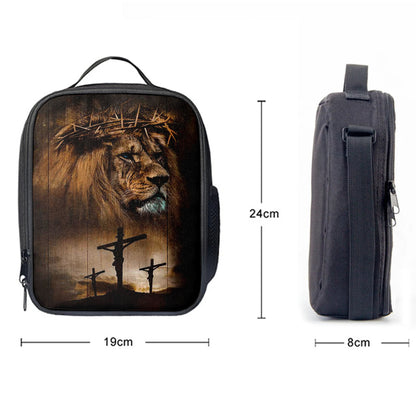 Lion Crown Of Thorn Jesus On The Cross Lunchbag, Lion Lunchbag Print, Christian Lunchbag, Religious Lunchbag