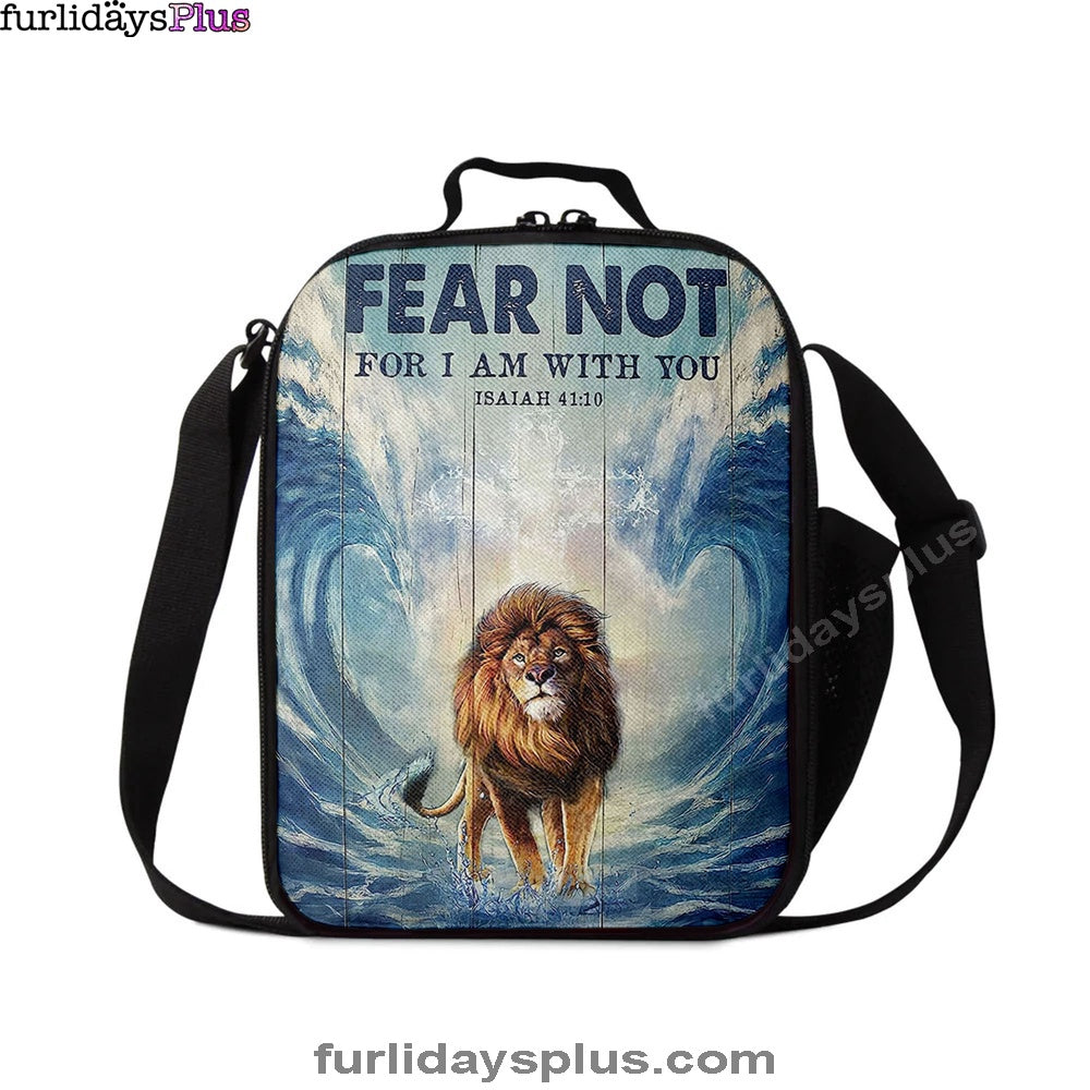 Lion Fear Not For I Am With You Lunchbag, Lion Lunch Bag, Christian Inspirational Lunchbag