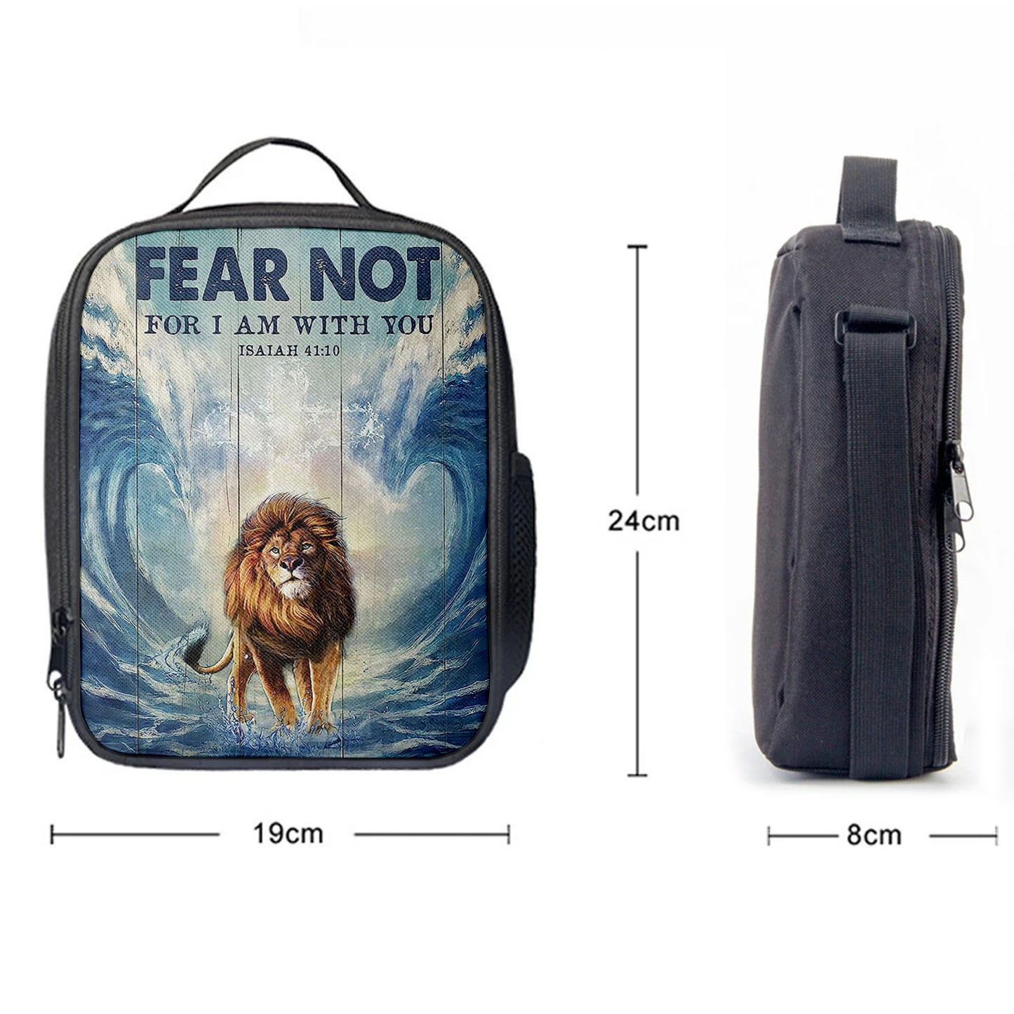 Lion Fear Not For I Am With You Lunchbag, Lion Lunch Bag, Christian Inspirational Lunchbag
