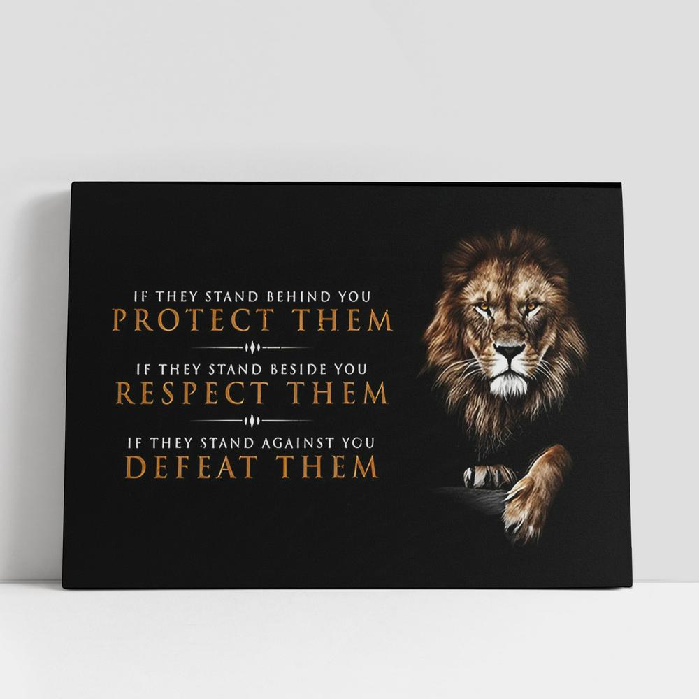 Lion If They Stand Behind You, Protect Them Canvas Art, Lion Canvas Wall Decor