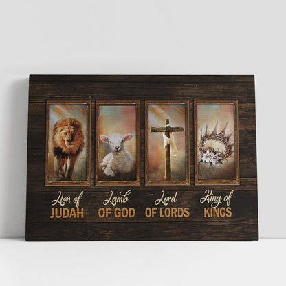 Lion King Lamb Of God Crown Of Thorn Canvas Art, Bible Verse Wall Art, Wall Decor Christian Gifts