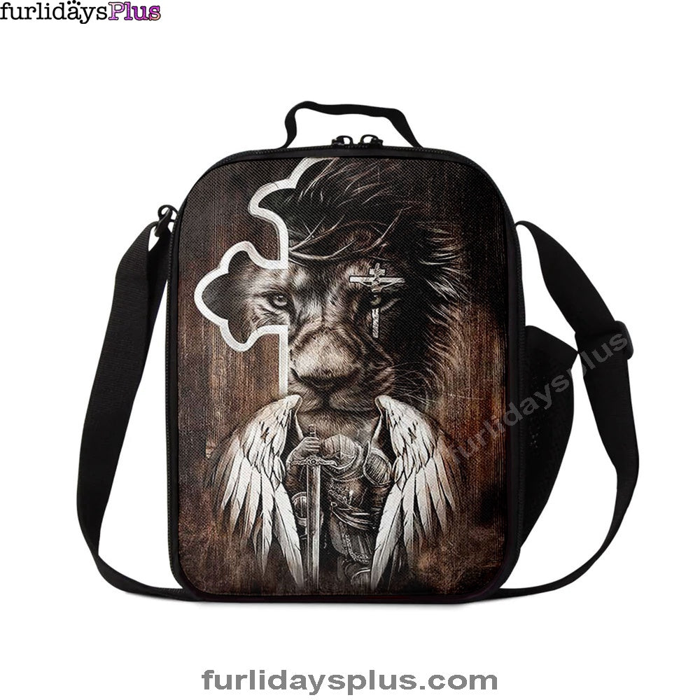 Lion Knight Of God Warrior With Wings Lunchbag, Lion Lunchbag Print, Christian Lunchbag, Religious Lunchbag