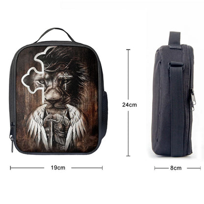 Lion Knight Of God Warrior With Wings Lunchbag, Lion Lunchbag Print, Christian Lunchbag, Religious Lunchbag
