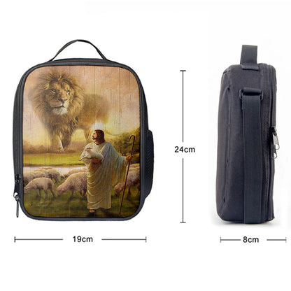 Lion Lambs Walking With Jesus Lunchbag, Lion Lunchbag Print, Christian Lunchbag, Religious Lunchbag
