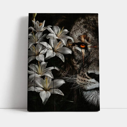 Lion Of Judah Amazing Lily Painting Unique Cross Canvas Poster