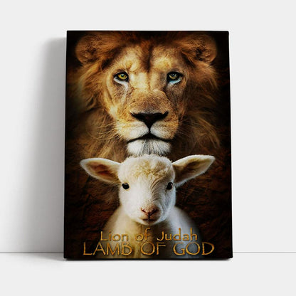 Lion Of Judah And Lamb Of God Stand Together Canvas Wall Art - Inspirational Canvas Art - Christian Wall Decor