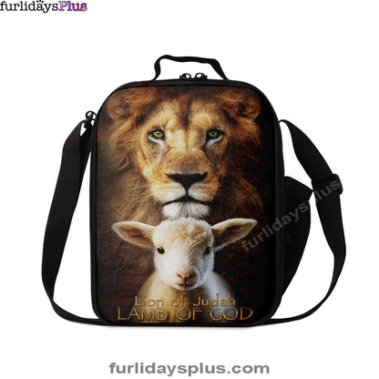 Lion Of Judah And Lamb Of God Stand Together Lunchbag, Inspirational Lunch Bag, Christian Lunch Bag