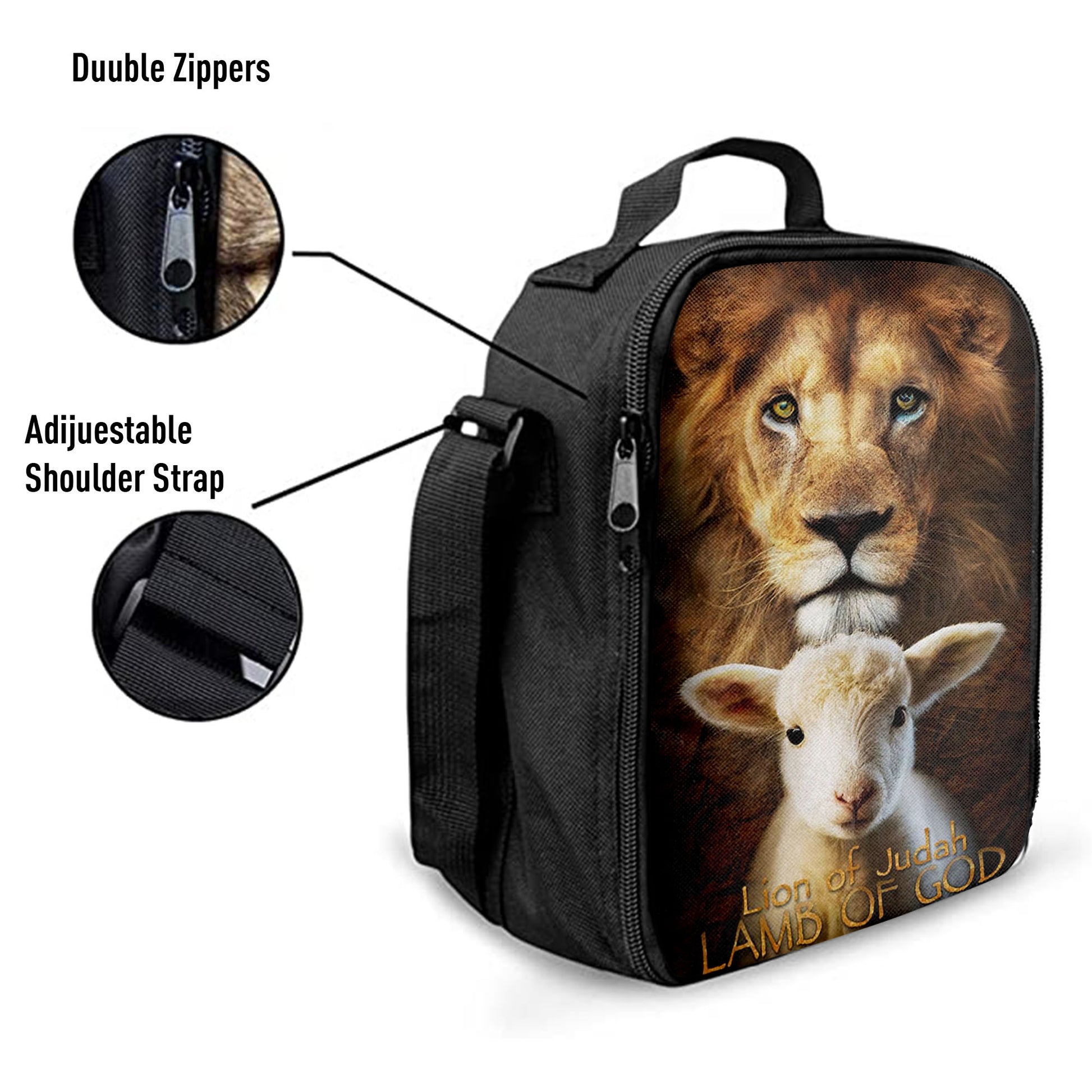 Lion Of Judah And Lamb Of God Stand Together Lunchbag, Inspirational Lunch Bag, Christian Lunch Bag