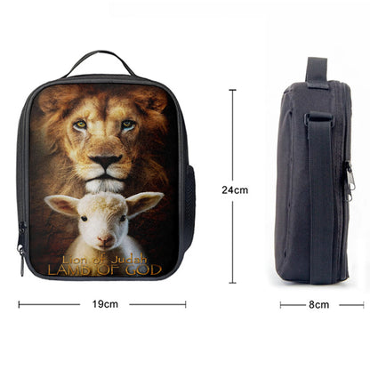 Lion Of Judah And Lamb Of God Stand Together Lunchbag, Inspirational Lunch Bag, Christian Lunch Bag