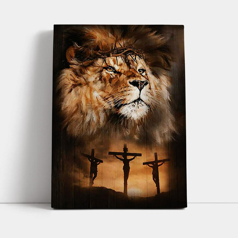 Lion Of Judah Crown Of Thorn Canvas - Lion Canvas Print - Christian Wall Art - Religious Home Decor