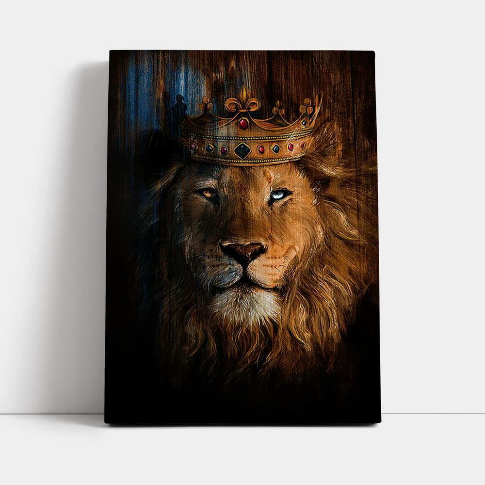 Lion Of Judah Gorgeous Crown Canvas - Christian Wall Art - Religious Home Decor