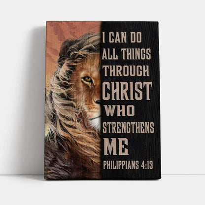 Lion Of Judah I Can Do All Things Through Christ Canvas Prints - Bible Verse Wall Decor - Jesus Wall Art Home Decor