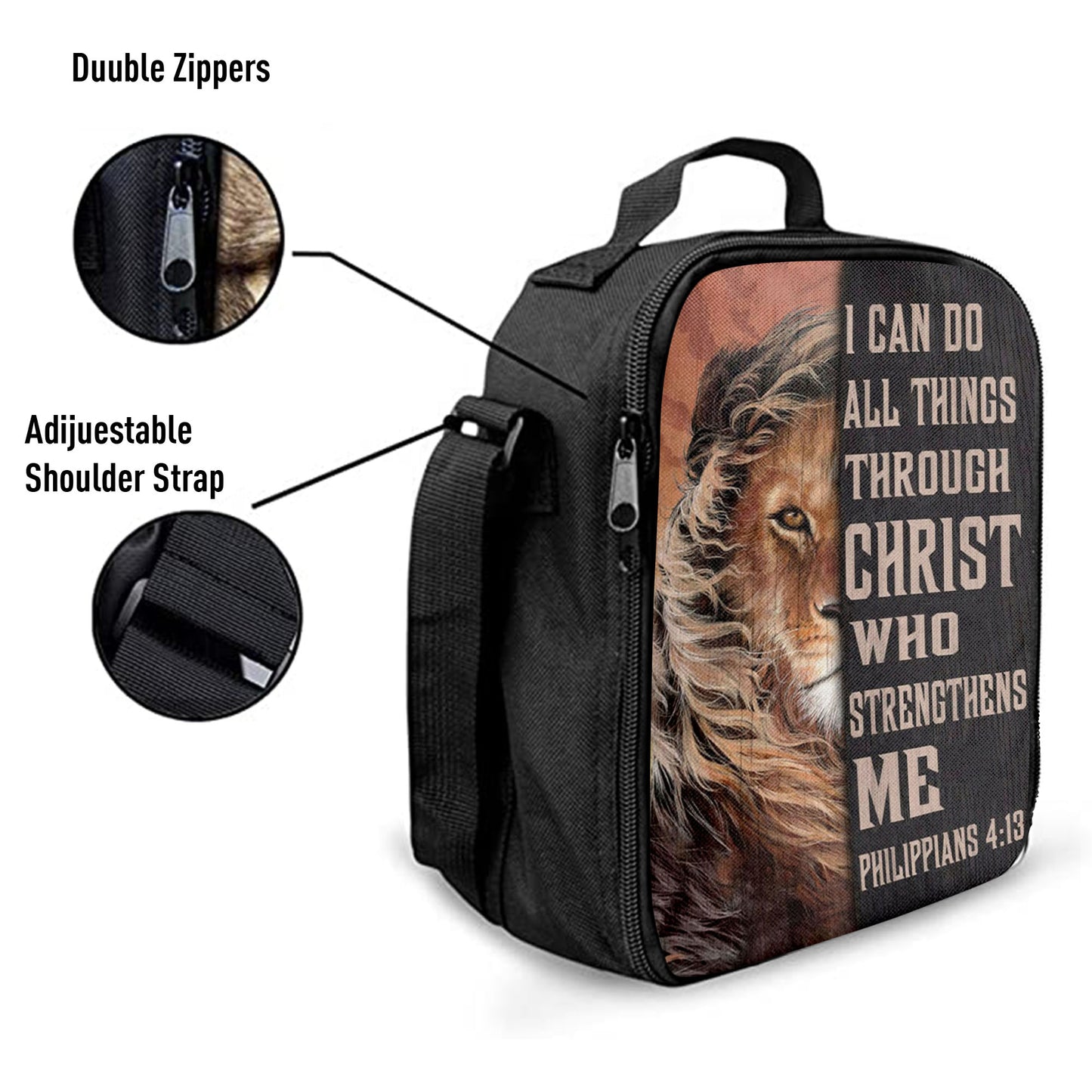 Lion Of Judah I Can Do All Things Through Christ Lunchbag, Bible Verse Lunch Bag, Scripture Lunchbag