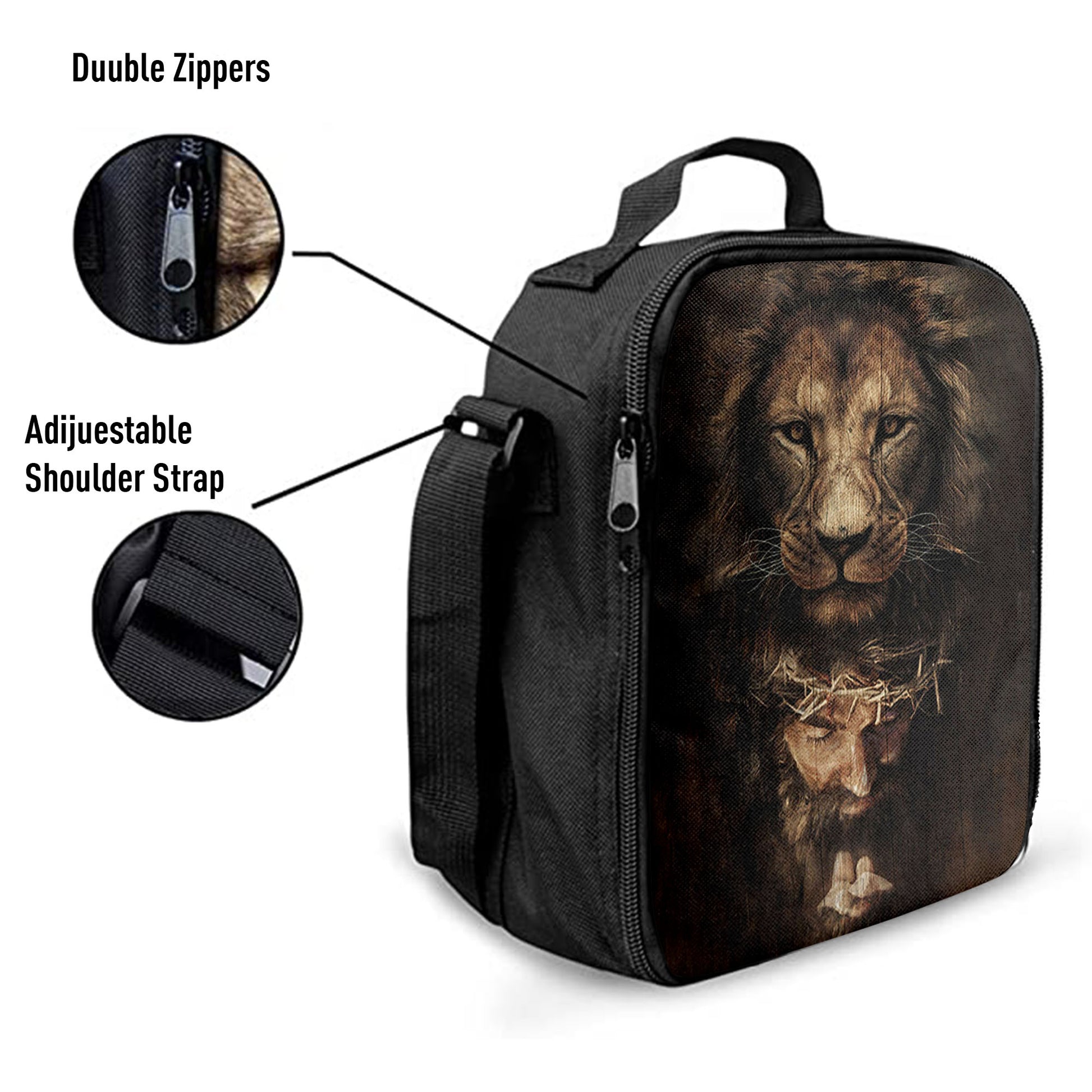 Lion Of Judah Jesus Face Lunchbag, Lion Lunchbag Print, Christian Lunchbag, Religious Lunchbag