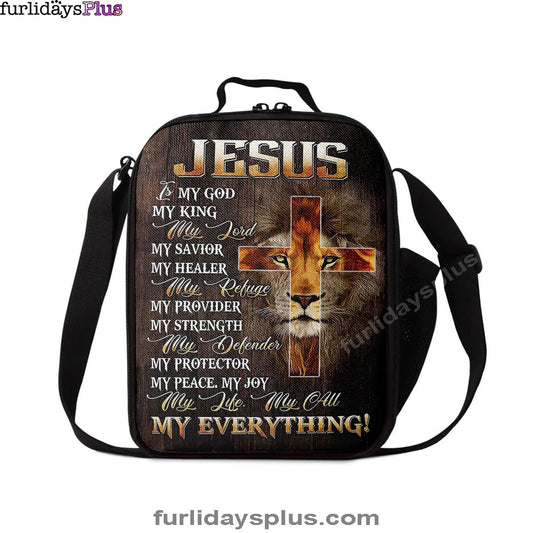 Lion Of Judah Jesus Is My King My God Lunchbag, Lion Lunch Bag, Christian Inspirational Lunchbag