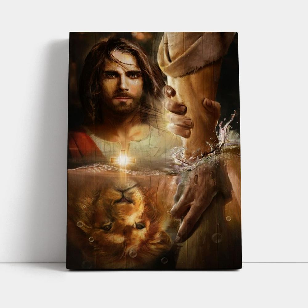 Lion Of Judah, Jesus Painting, I Will Uphold You With My Righteous Right Hand Canvas Poster