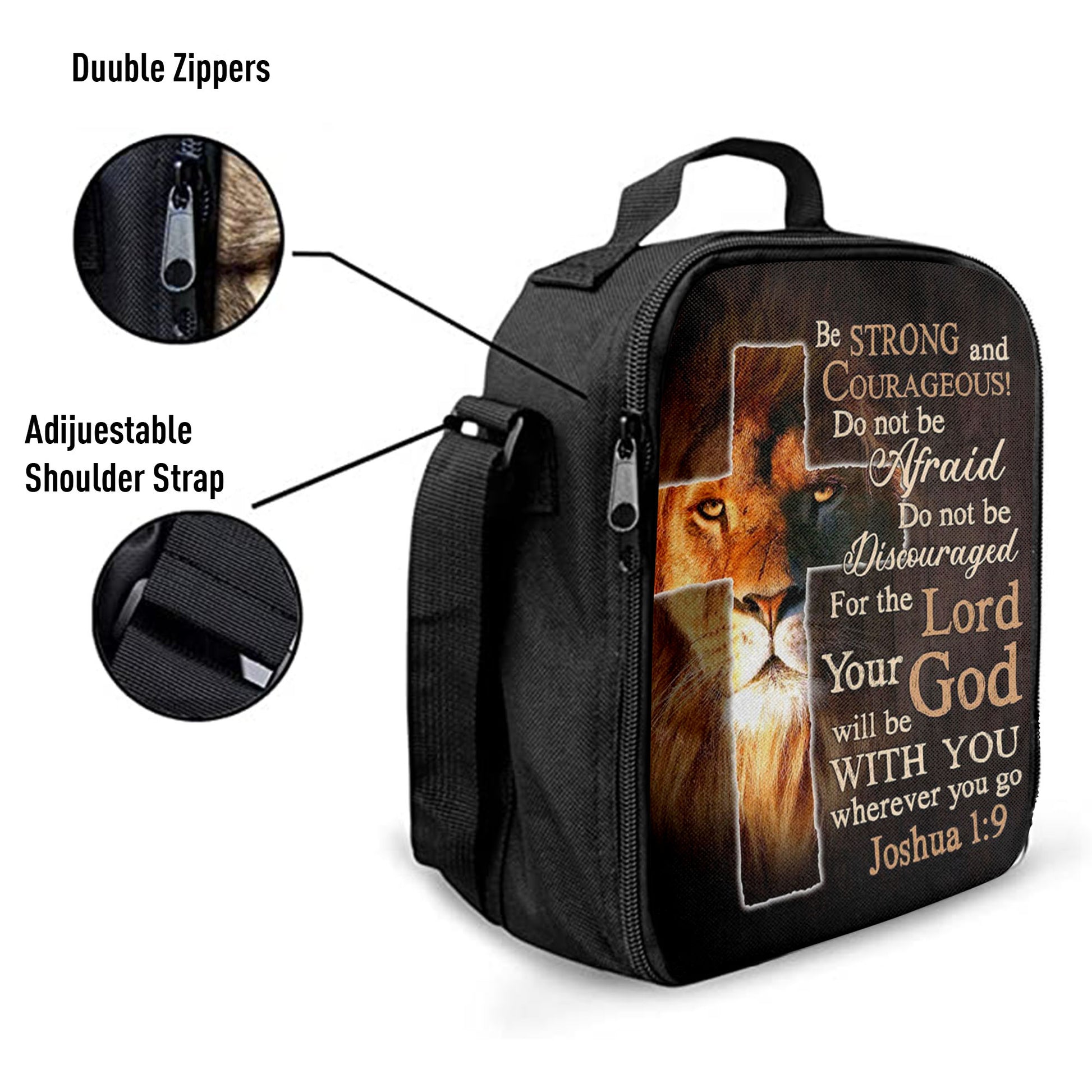 Lion Of Judah Joshua 19 Be Strong And Courage Lunchbag, Bible Verse Lunch Bag, Scripture Lunchbag