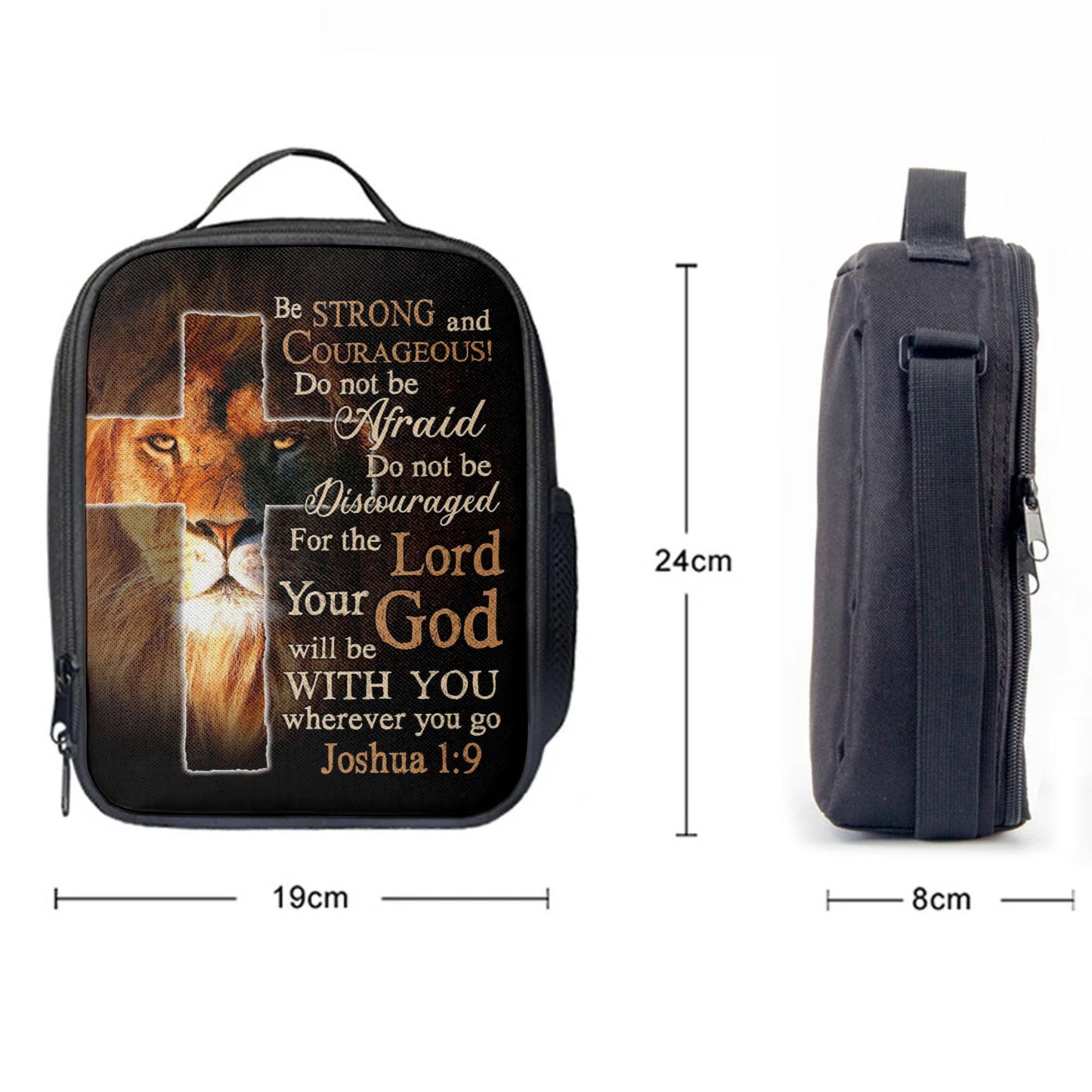 Lion Of Judah Joshua 19 Be Strong And Courage Lunchbag, Bible Verse Lunch Bag, Scripture Lunchbag