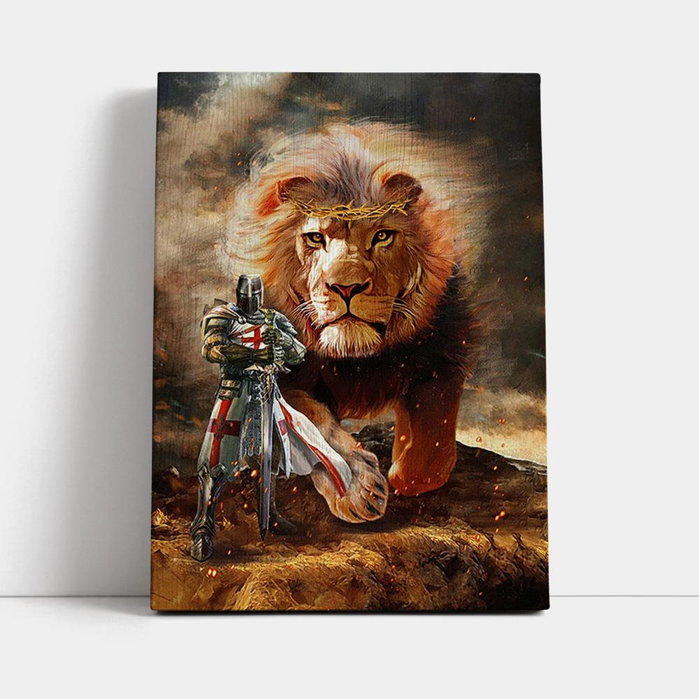 Lion Of Judah Knight Of God Canvas - Lion Canvas Print - Christian Wall Art - Religious Home Decor