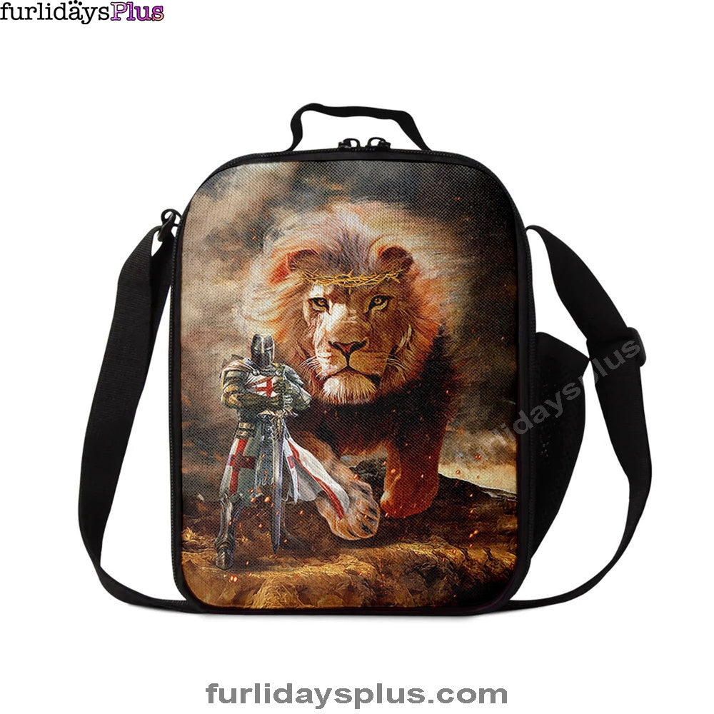 Lion Of Judah Knight Of God Lunchbag, Lion Lunchbag Print, Christian Lunchbag, Religious Lunchbag