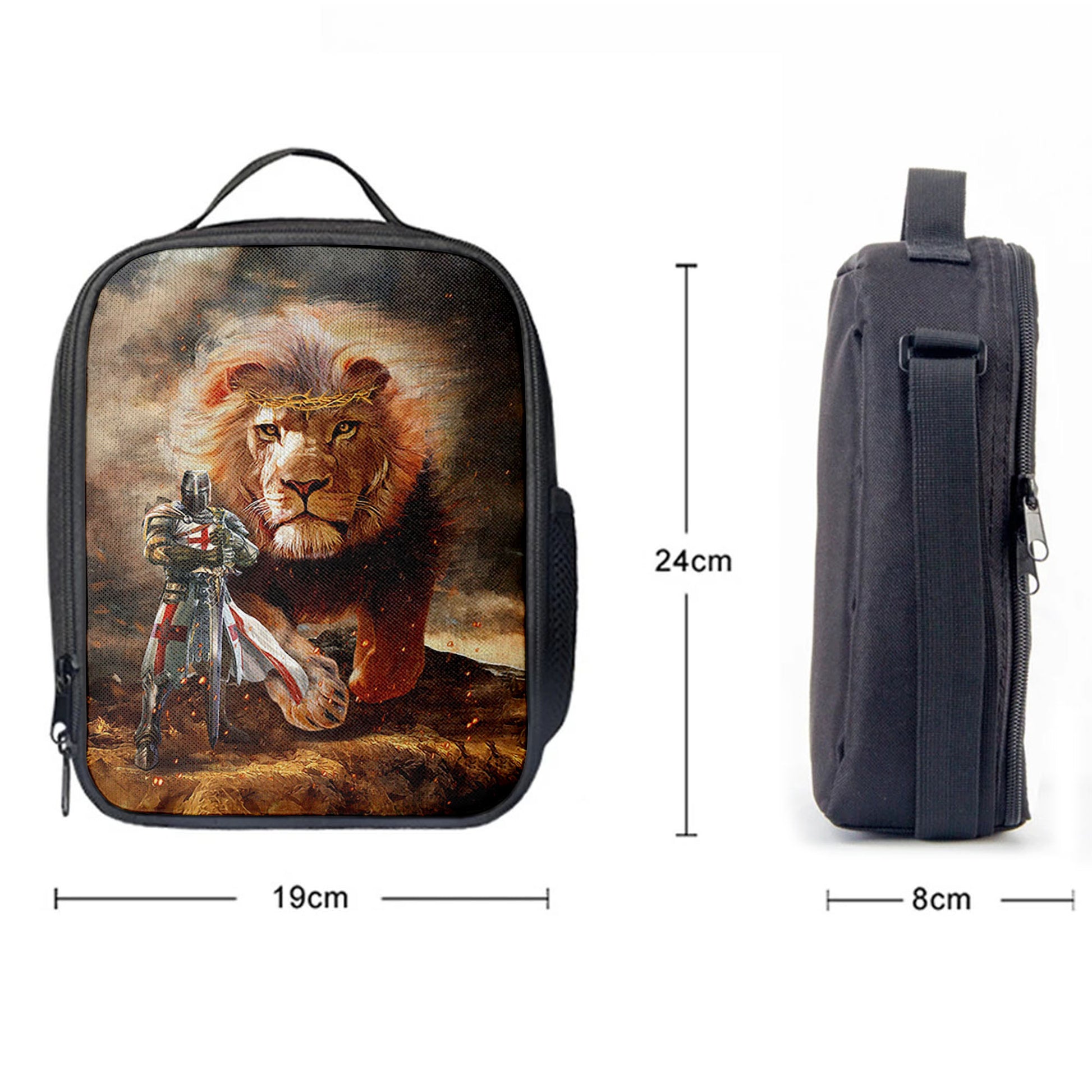 Lion Of Judah Knight Of God Lunchbag, Lion Lunchbag Print, Christian Lunchbag, Religious Lunchbag