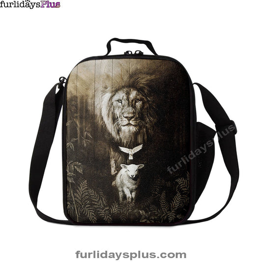 Lion Of Judah Lamb Of God Dove Lunchbag, Lion Lunchbag Print, Christian Lunchbag, Religious Lunchbag