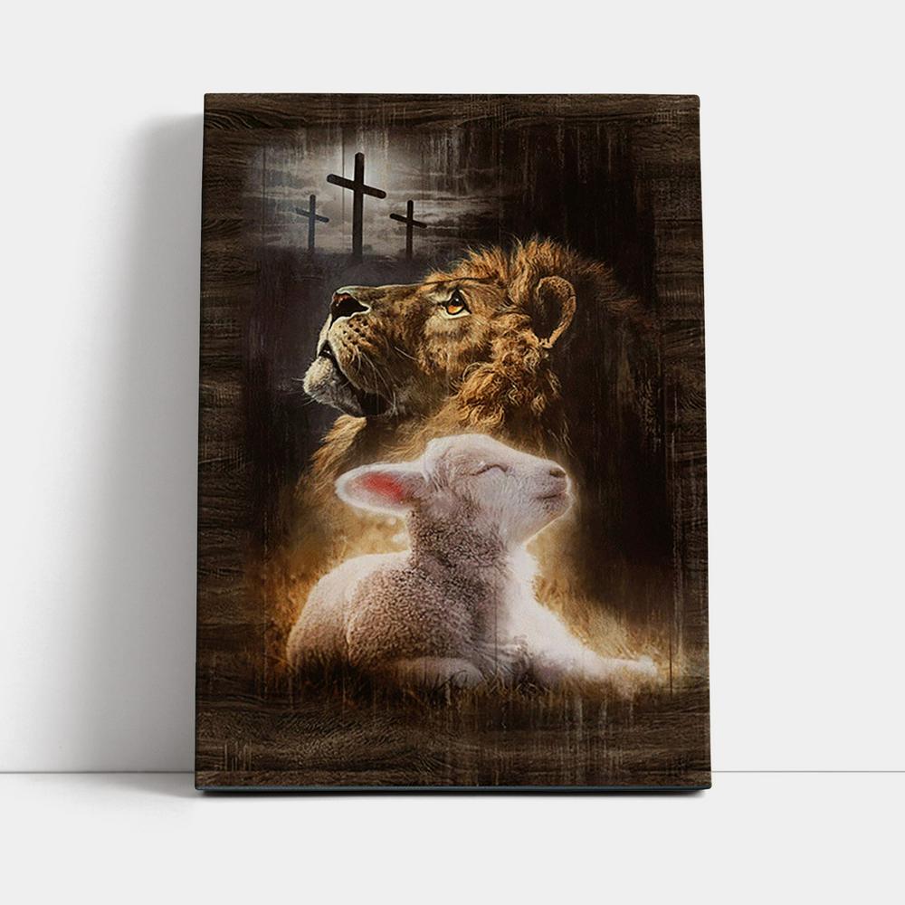 Lion Of Judah Lamb Of God The Rugged Crosses Canvas - Lion Canvas Print - Christian Wall Art - Religious Home Decor