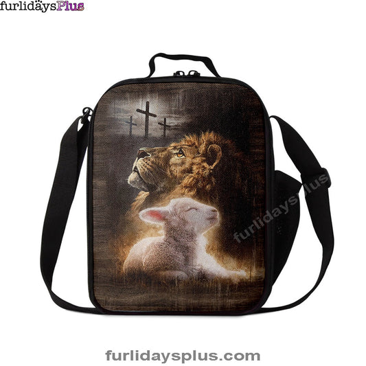 Lion Of Judah Lamb Of God The Rugged Crosses Lunchbag, Lion Lunchbag Print, Christian Lunchbag, Religious Lunchbag