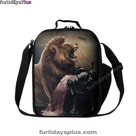 Lion Of Judah The Knight Of God Lunchbag, Lion Lunchbag Print, Christian Lunchbag, Religious Lunchbag