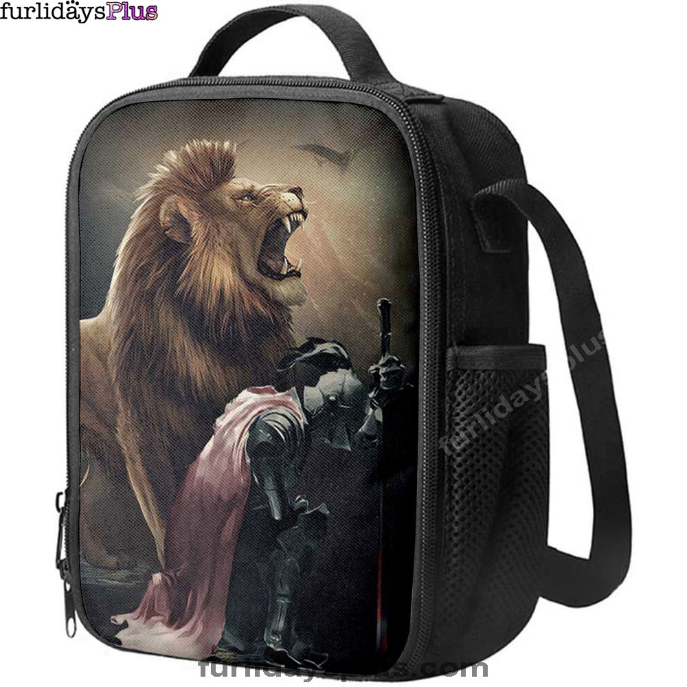 Lion Of Judah The Knight Of God Lunchbag, Lion Lunchbag Print, Christian Lunchbag, Religious Lunchbag