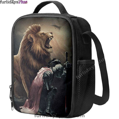 Lion Of Judah The Knight Of God Lunchbag, Lion Lunchbag Print, Christian Lunchbag, Religious Lunchbag