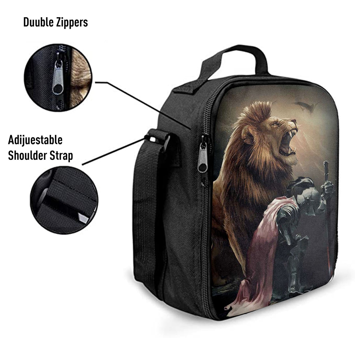 Lion Of Judah The Knight Of God Lunchbag, Lion Lunchbag Print, Christian Lunchbag, Religious Lunchbag