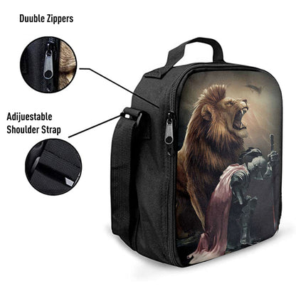 Lion Of Judah The Knight Of God Lunchbag, Lion Lunchbag Print, Christian Lunchbag, Religious Lunchbag