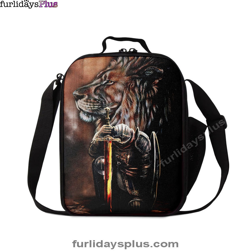 Lion & Prayer Warrior Lunchbag, Christian Lunch Bagl Lunchbag, Religious Lunchbag