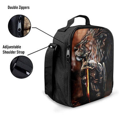 Lion & Prayer Warrior Lunchbag, Christian Lunch Bagl Lunchbag, Religious Lunchbag