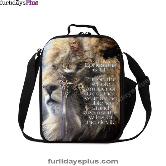Lion Put On The Armor Of God Lunchbag, Lion Lunch Bag, Christian Inspirational Lunchbag