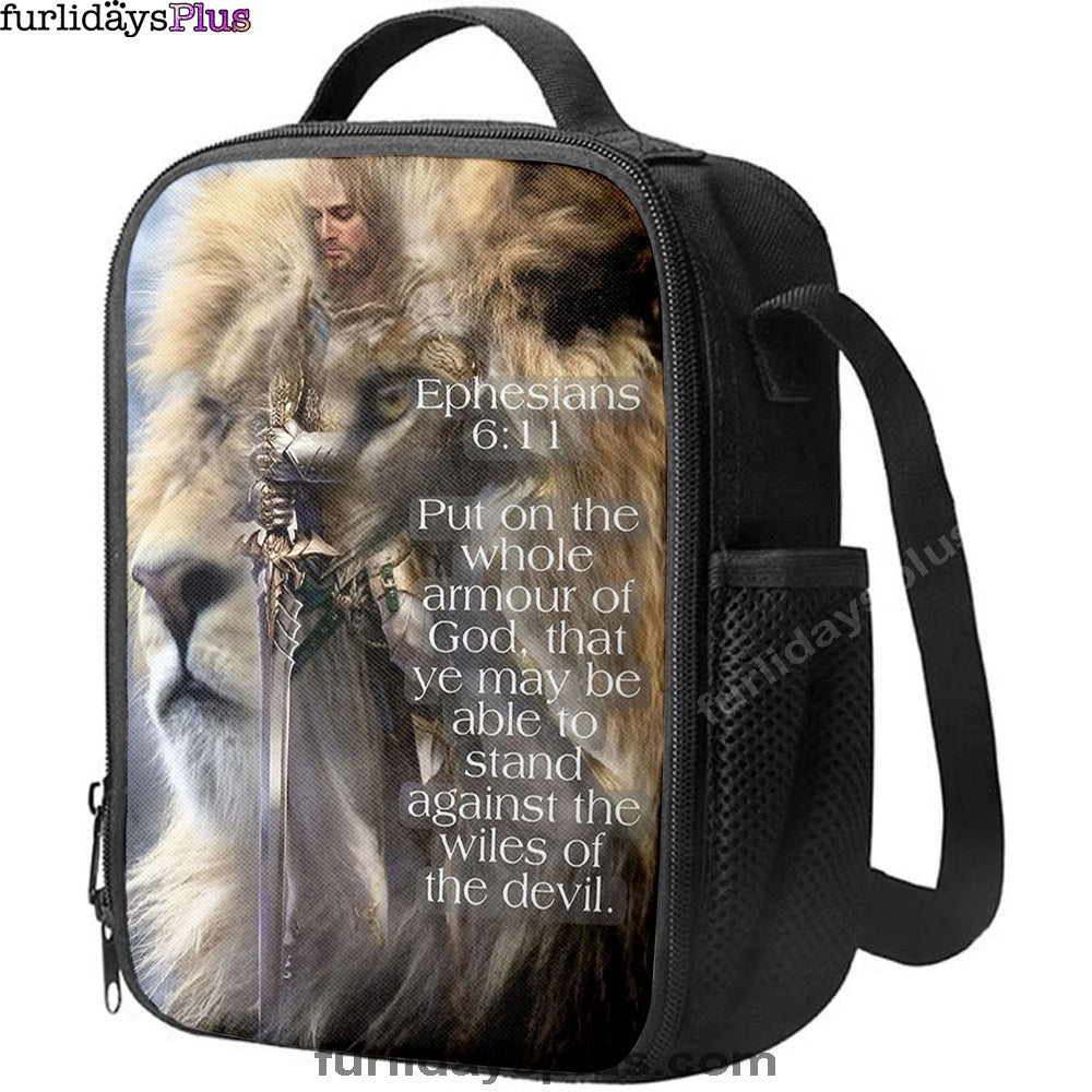 Lion Put On The Armor Of God Lunchbag, Lion Lunch Bag, Christian Inspirational Lunchbag