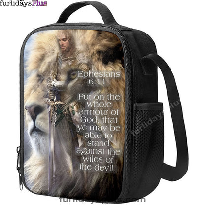 Lion Put On The Armor Of God Lunchbag, Lion Lunch Bag, Christian Inspirational Lunchbag