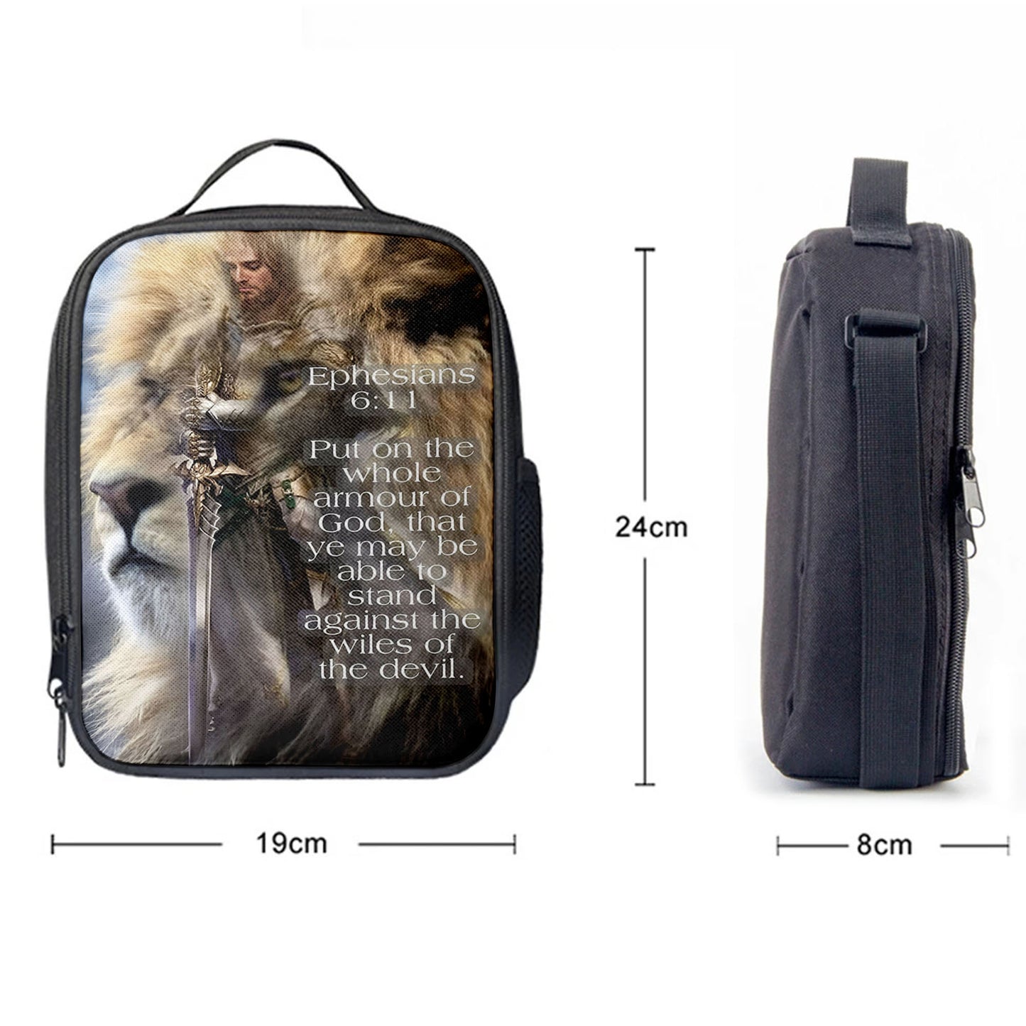 Lion Put On The Armor Of God Lunchbag, Lion Lunch Bag, Christian Inspirational Lunchbag