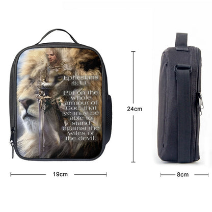 Lion Put On The Armor Of God Lunchbag, Lion Lunch Bag, Christian Inspirational Lunchbag