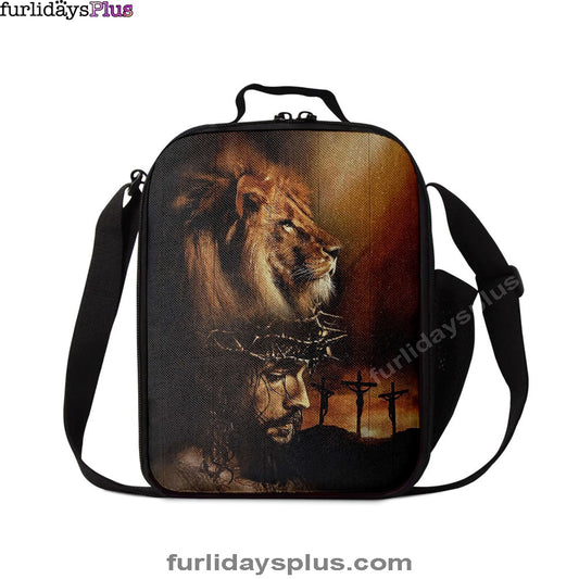 Lion The Face Of Jesus Crown Of Thorn Jesus Painting Lunch Bag, Christian Art, Bible Verse Lunchbag, Religious Lunchbag