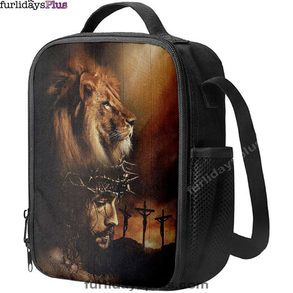 Lion The Face Of Jesus Crown Of Thorn Jesus Painting Lunch Bag, Christian Art, Bible Verse Lunchbag, Religious Lunchbag