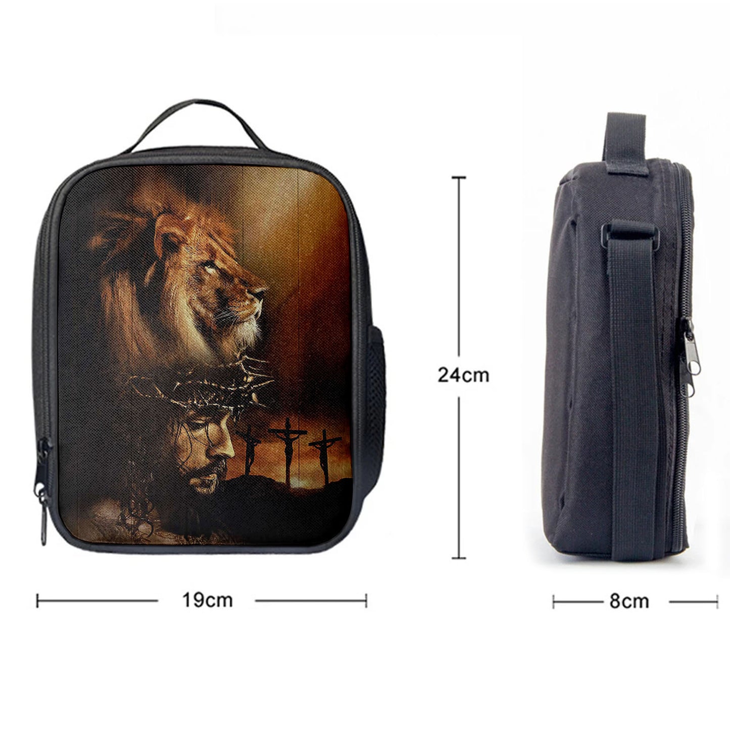 Lion The Face Of Jesus Crown Of Thorn Jesus Painting Lunch Bag, Christian Art, Bible Verse Lunchbag, Religious Lunchbag