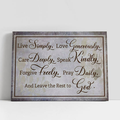 Live Simply Love Generously Canvas Wall Art, Christian Gifts Wall Decor