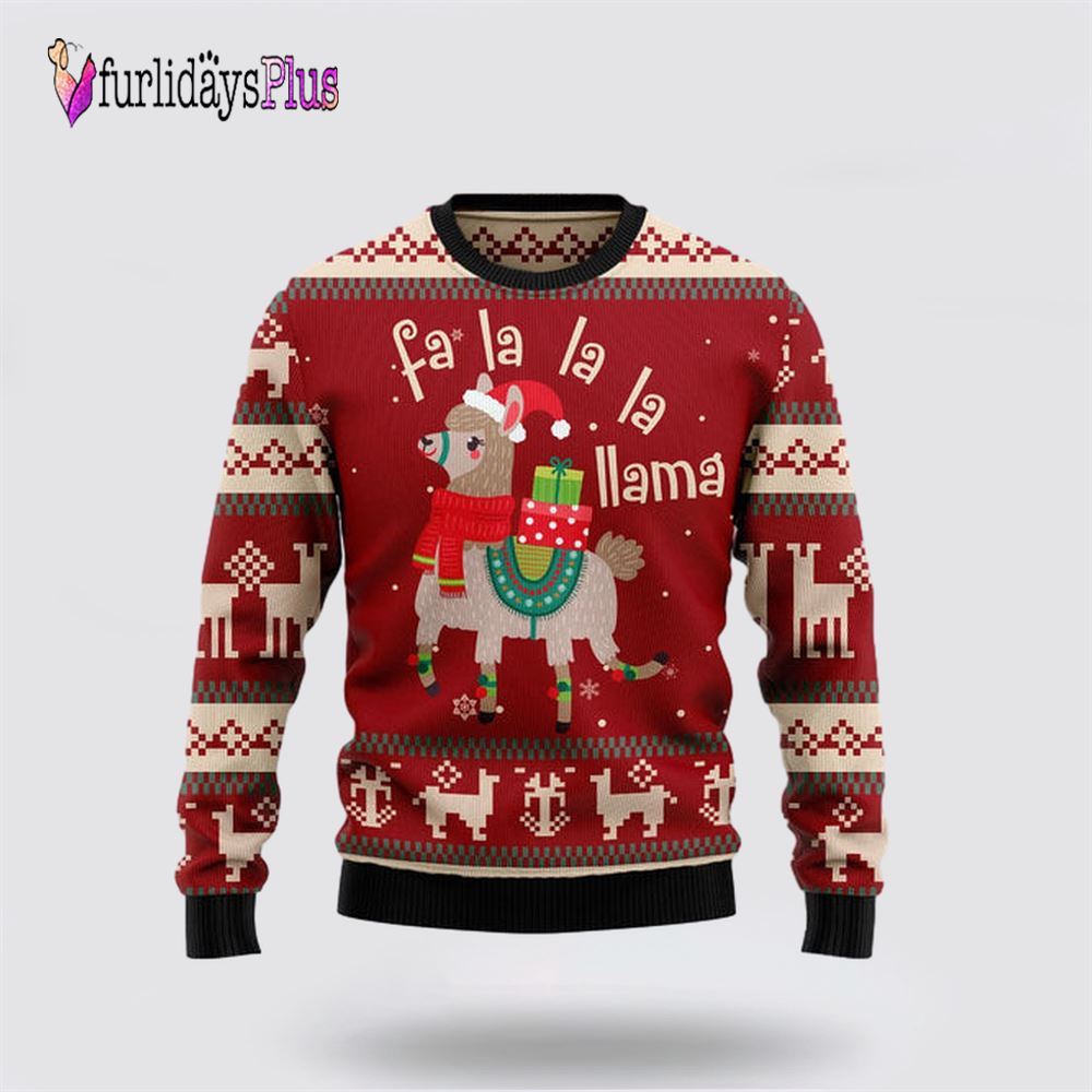 Llama Lalala Ugly Christmas Sweater, Sweater Gifts For Pet Lover