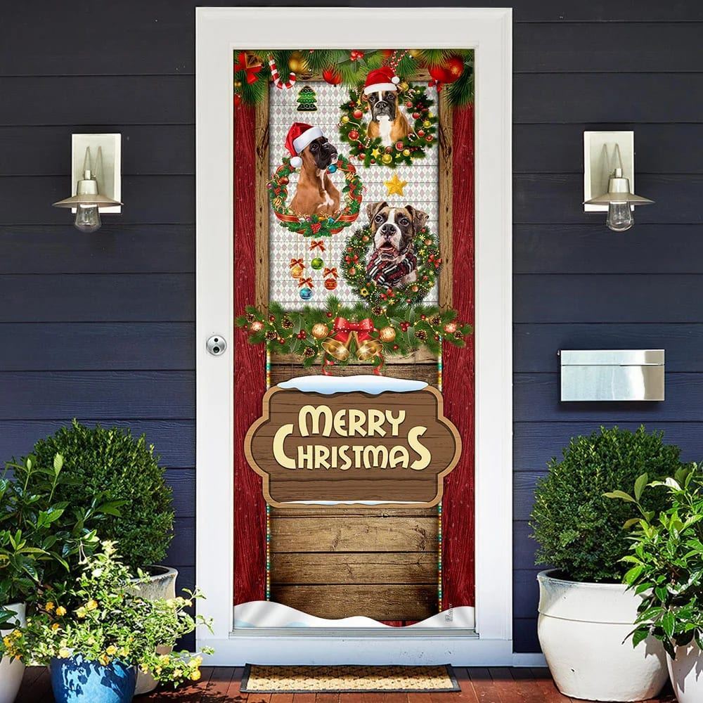 Love Boxer Dog Christmas Door Cover