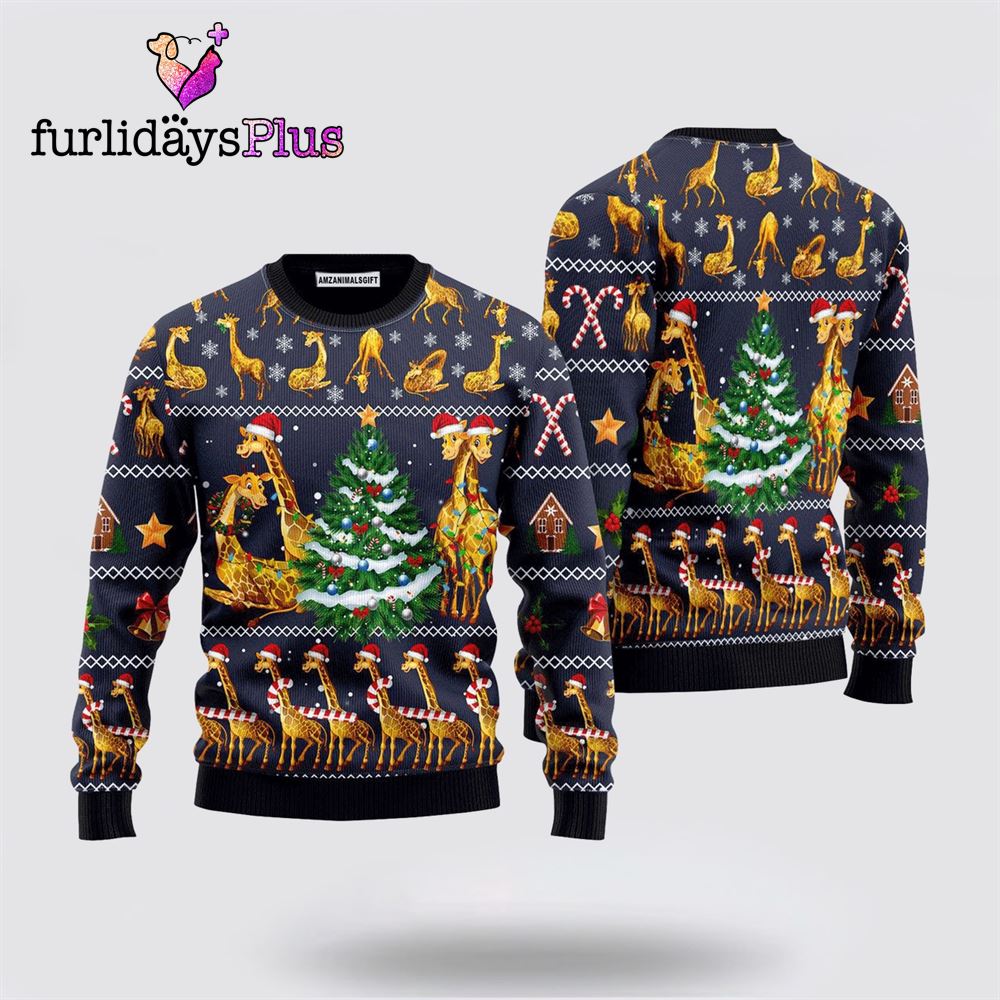 Love Giraffe Pine tree Sweater Christmas ,Christmas Ugly Sweater For Men, Women