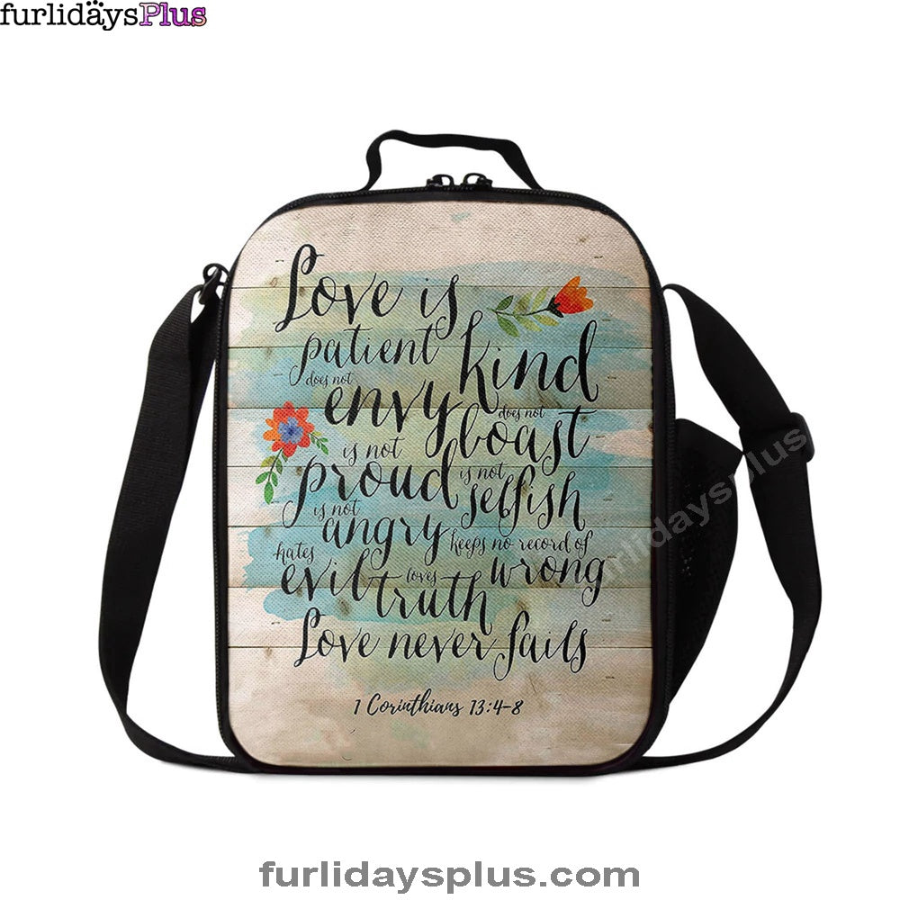 Love Is Patient, Kind, Never Fails, Corinthians 13 4 8 Lunchbag, Christian Lunchbag